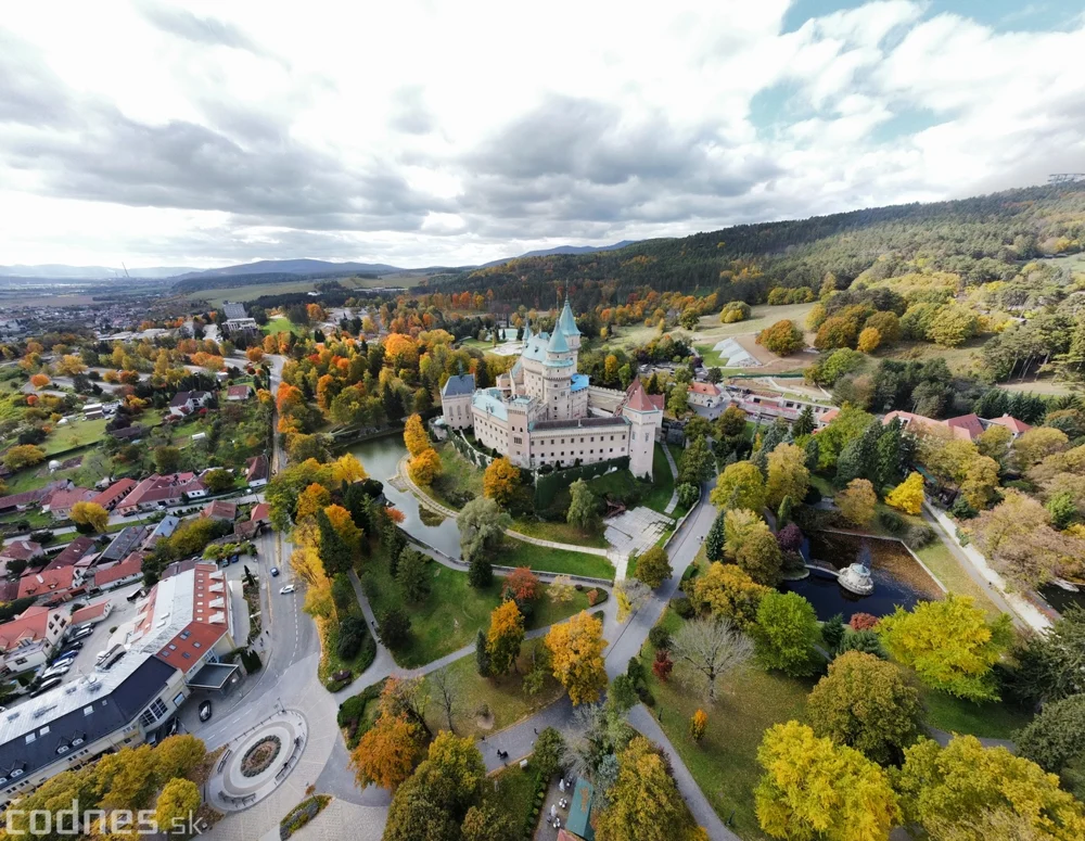 Panoramic view of Bojnice in autumn 2021