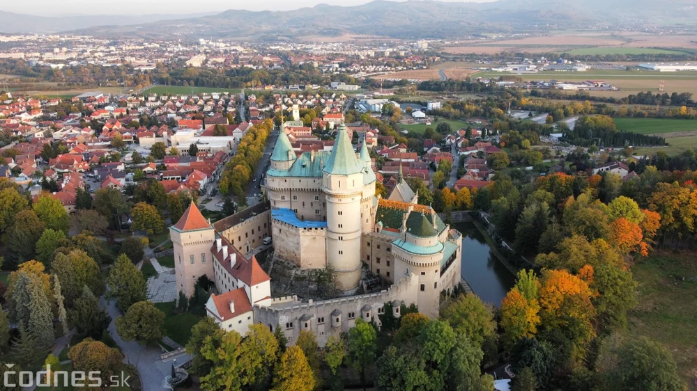 Bojnice Castle from above in autumn