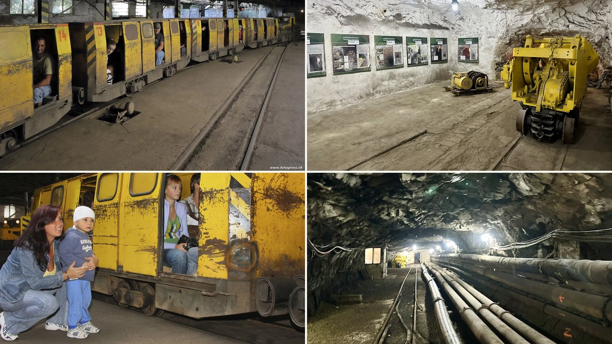 Koláž fotografií Hornonitrianskeho banského skanzenu v Handlovej