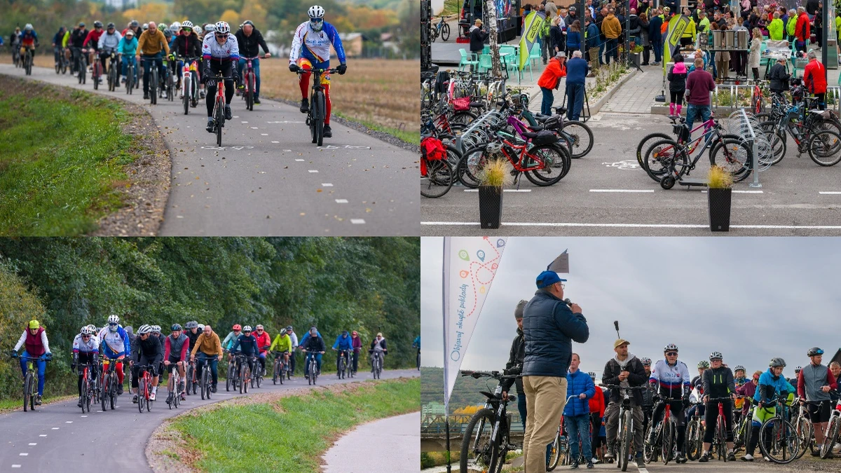 Fotografie cyklistov pri otvorení úseku Hornonitrianskej cyklomagistrály Partizánske – Chalmová